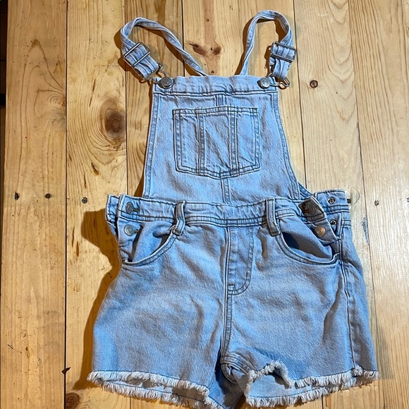 SHORT OVERALLS Light Blue Denim Stripes main image 1